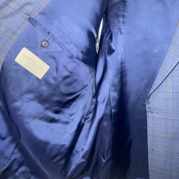 Jack Victor Big & Tall Super 130's Wool Powell Blazer - Window Pane Check 52 - Picture 6 of 11